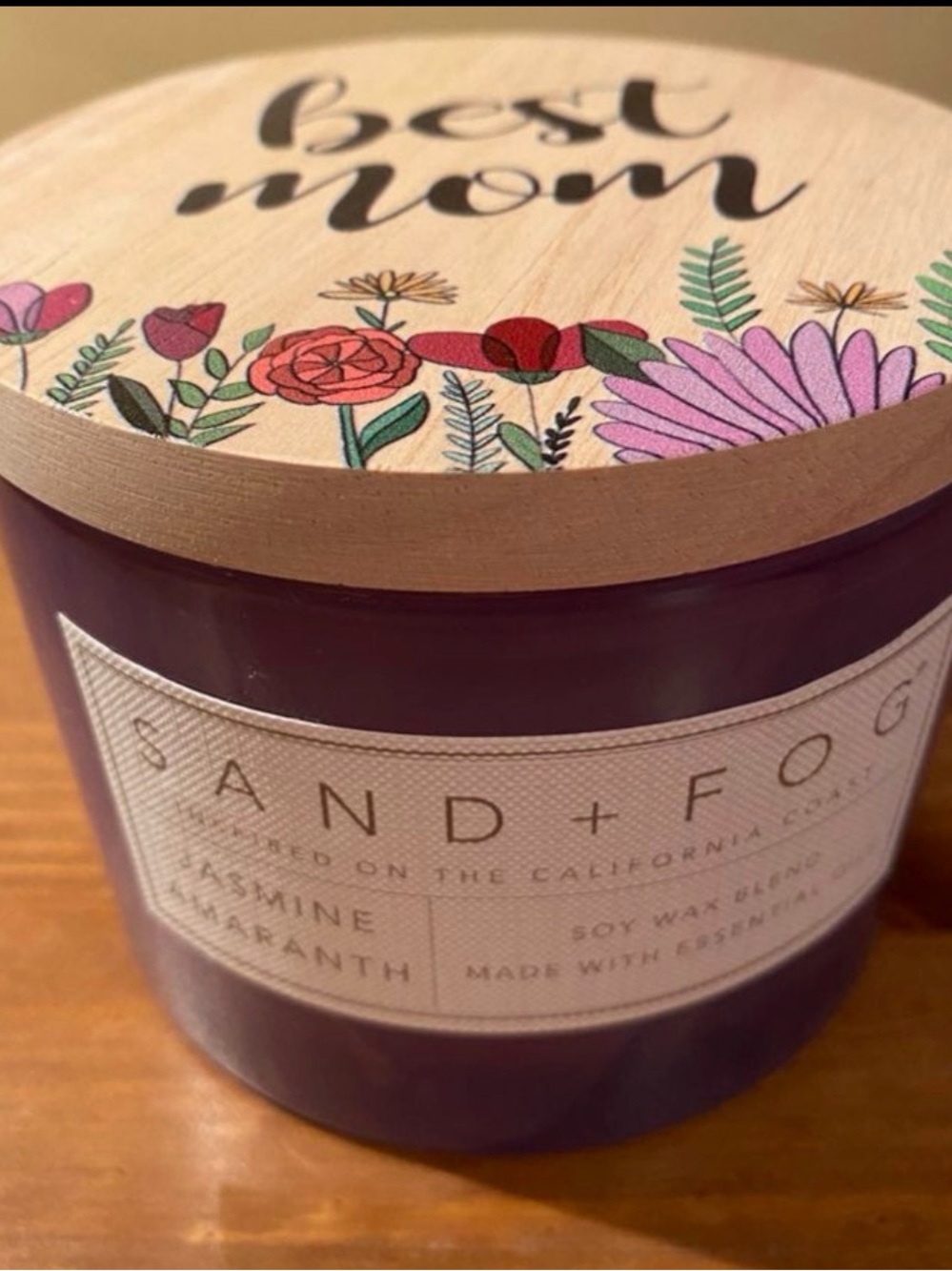 Sand + Fog Soy Wax 2 Wick Candle Jasmine Aramanth Best Mom